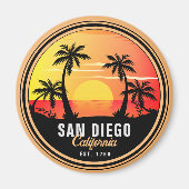 サンディエゴカリフォルニアレトロサンセットデミディーズ60s マグネット (正面)