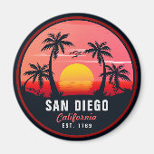 サンディエゴカリフォルニアレトロサンセットデミディーズ60s マグネット (正面)