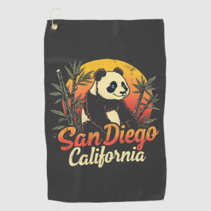 サンディエゴカリフォルニアレトロサンセットヴィンテージパンダ ゴルフタオル