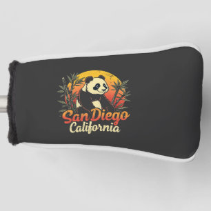 サンディエゴカリフォルニアレトロサンセットヴィンテージパンダ ゴルフヘッドカバー