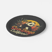 サンディエゴカリフォルニアレトロサンセットヴィンテージパンダ ペーパープレート (アングル)