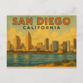 サンディエゴカリフォルニアヴィンテージスカイライン ポストカード (正面)