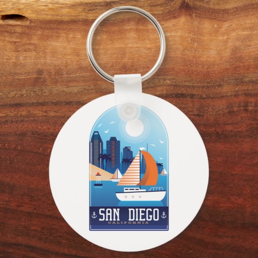 サンディエゴカリフォルニアヴィンテージトラベルキーチェーン キーホルダー (正面)