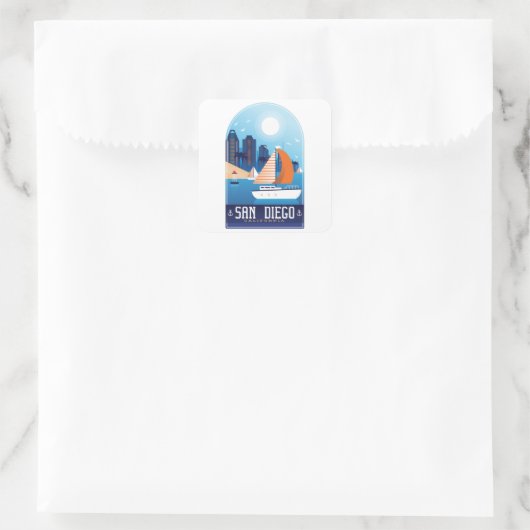 サンディエゴカリフォルニアヴィンテージトラベルシール スクエアシール (バッグ)
