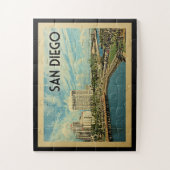 サンディエゴカリフォルニアヴィンテージトラベル ジグソーパズル (縦)