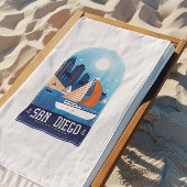 サンディエゴカリフォルニアヴィンテージトラベル ビーチタオル