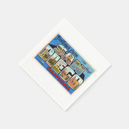 サンディエゴカリフォルニアヴィンテージラージレター スタンダードカクテルナプキン (角)