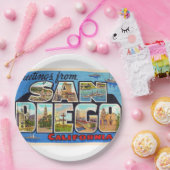 サンディエゴカリフォルニアヴィンテージラージレター ペーパープレート (パーティー)