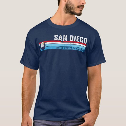 サンディエゴカリフォルニアヴィンテージレトロコーストスタイル Tシャツ (正面)
