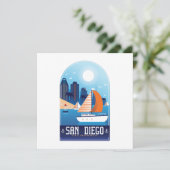 サンディエゴカリフォルニアヴィンテージ旅行グリーティングカード (スタンド正面)