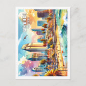 サンディエゴカリフォルニアUSA有名なプレイスウォーターカラー ポストカード (正面)