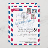 サンディエゴカンクンエアメール日付を保存 セーブザデート (正面/裏面)