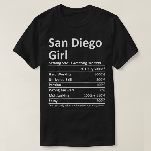 サンディエゴガールカカリフォルニアシティーおもしろいホームルーツ Tシャツ (デザイン正面)