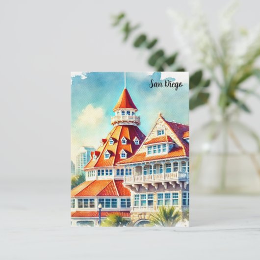 サンディエゴコロナドウォーターカラー ポストカード (スタンド正面)