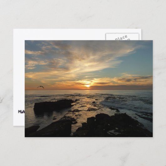 サンディエゴサンセットIカリフォルニアシースケープ ポストカード (正面/裏面)
