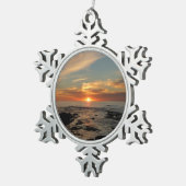 サンディエゴサンセットIIカリフォルニアシースケープ スノーフレークピューターオーナメント (右)