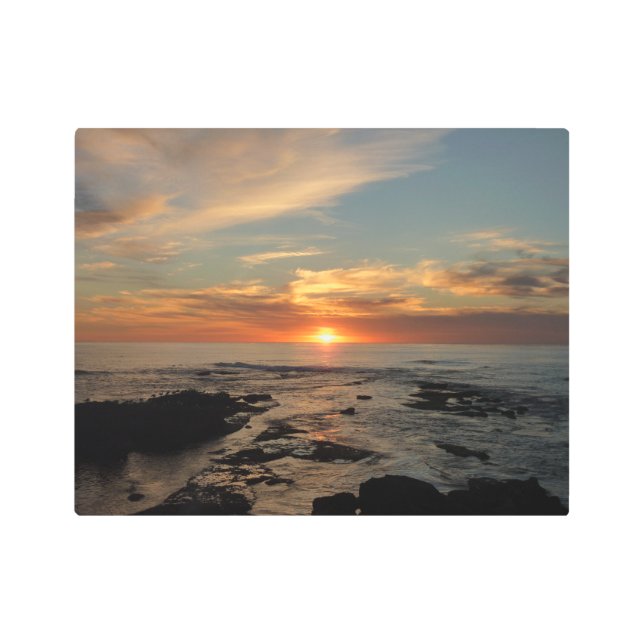 サンディエゴサンセットIIカリフォルニアシースケープ メタルプリント (正面)