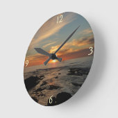 サンディエゴサンセットIIカリフォルニアシースケープ ラウンド壁時計 (傾斜)