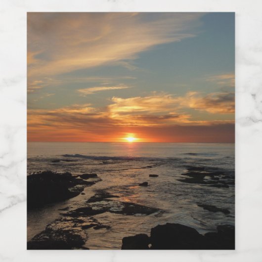 サンディエゴサンセットIIカリフォルニアシースケープ ワインラベル (シングルラベル)