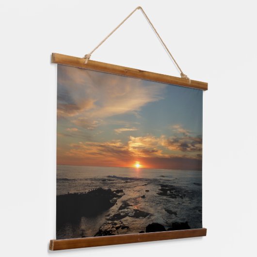 サンディエゴサンセットIIカリフォルニアシースケープ 吊り下げ型タペストリー (傾斜あり)