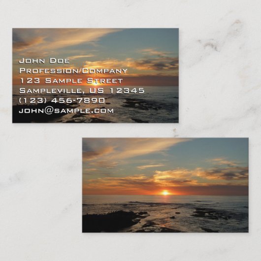 サンディエゴサンセットIIカリフォルニアシースケープ 名刺 (正面/裏面)