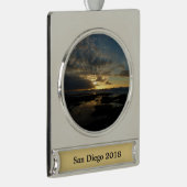 サンディエゴサンセットIIIカリフ素晴らしォルランドスケープ シルバープレートバナーオーナメント (右)