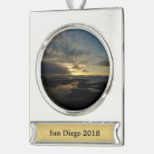 サンディエゴサンセットIIIカリフ素晴らしォルランドスケープ シルバープレートバナーオーナメント (左)