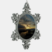 サンディエゴサンセットIIIカリフ素晴らしォルランドスケープ スノーフレークピューターオーナメント (左)