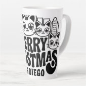 サンディエゴシティカリフォルニアメリークリスマスキャッツUSA カフェラテマグ (右アングル)