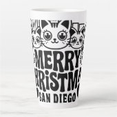 サンディエゴシティカリフォルニアメリークリスマスキャッツUSA カフェラテマグ (正面)