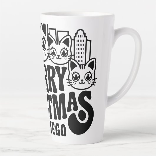 サンディエゴシティカリフォルニアメリークリスマスキャッツUSA カフェラテマグ (右)