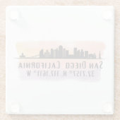 サンディエゴシティスカイライン緯度と経度 ガラスコースター (裏面)