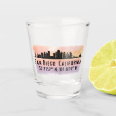 サンディエゴシティスカイライン緯度と経度 ショットグラス (正面)