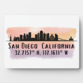 サンディエゴシティスカイライン緯度と経度 フォトプラーク (正面)