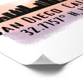 サンディエゴシティスカイライン緯度と経度 ポスター (角)