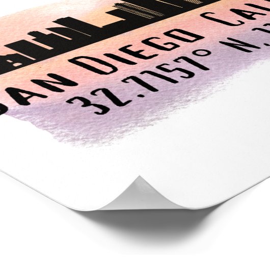 サンディエゴシティスカイライン緯度と経度 ポスター (角)