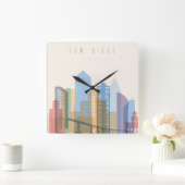 サンディエゴシティスカイライン スクエア壁時計 (ホーム)