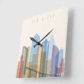 サンディエゴシティスカイライン スクエア壁時計 (傾斜)