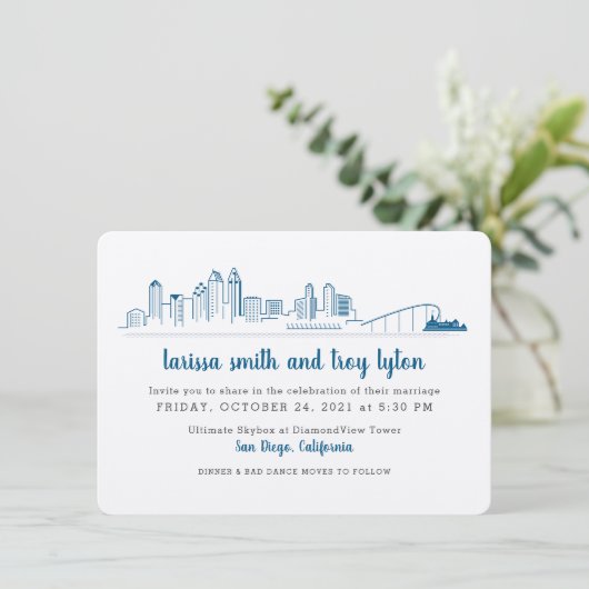 サンディエゴシティモダン結婚式招待状 招待状 (スタンド正面)
