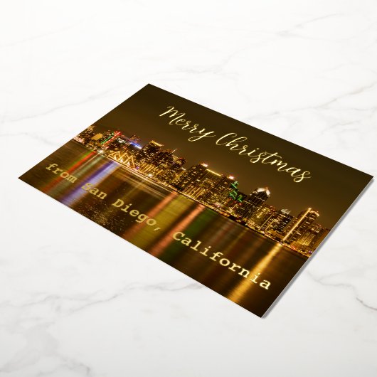 サンディエゴスカイラインカスタムゴールドフォイルクリスマス 箔シーズンカード (回転した状態)
