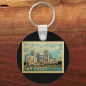サンディエゴスカイラインカリフォルニアヴィンテージトラベル キーホルダー (正面)
