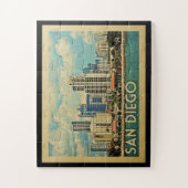 サンディエゴスカイラインカリフォルニアヴィンテージトラベル ジグソーパズル (縦)