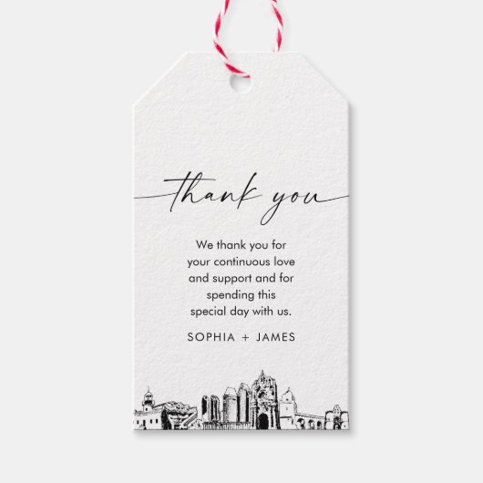 サンディエゴスカイライン結婚ズありがとうメッセージカード ギフトタグ (正面)