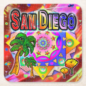 サンディエゴトロピカルフレンズコースター スクエアペーパーコースター (正面)