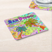 サンディエゴバケーションターゲットコースター スクエアペーパーコースター (アングル)