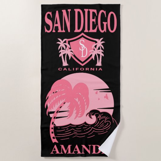 サンディエゴバチェロレッテカスタマイズバケーション ビーチタオル (正面)