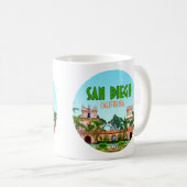 サンディエゴバルボアパークカリフォルニアヴィンテージ コーヒーマグカップ (正面右)