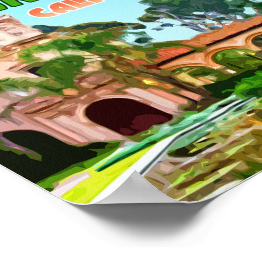 サンディエゴバルボアパークカリフォルニアヴィンテージ ポスター (角)