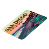 サンディエゴビーチカリフォルニアウォーターカラーサンセット60s マグネット (左側)