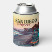 サンディエゴビーチカリフォルニアウォーターカラーサンセット60s 缶クーラー (缶裏面)